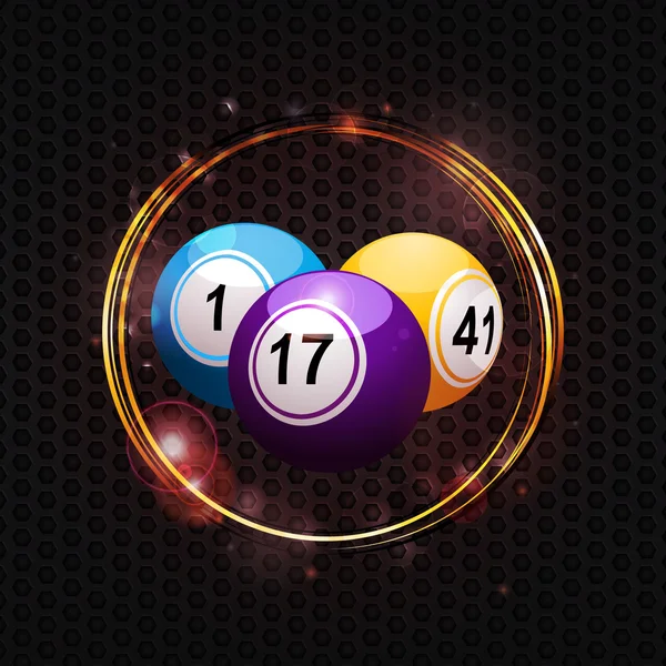 Bingo ballen over gloeiende cirkel achtergrond — Stockvector