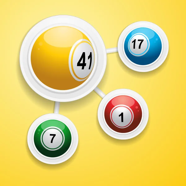 Bingo balls on circular white frames — Stock Vector