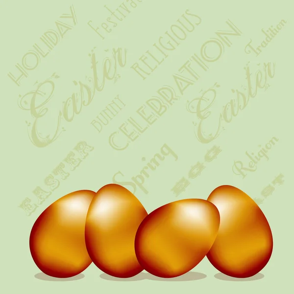 Œufs de Pâques sur carte verte avec texte — Image vectorielle