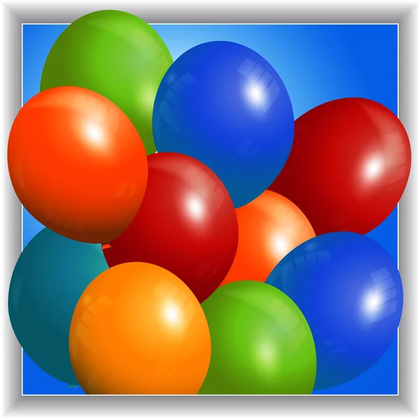 Kleurrijke ballonnen 3D-deelvenster — Stockvector