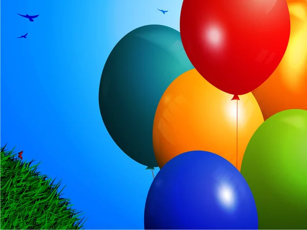 Fondo de primavera con globos de colores — Vector de stock