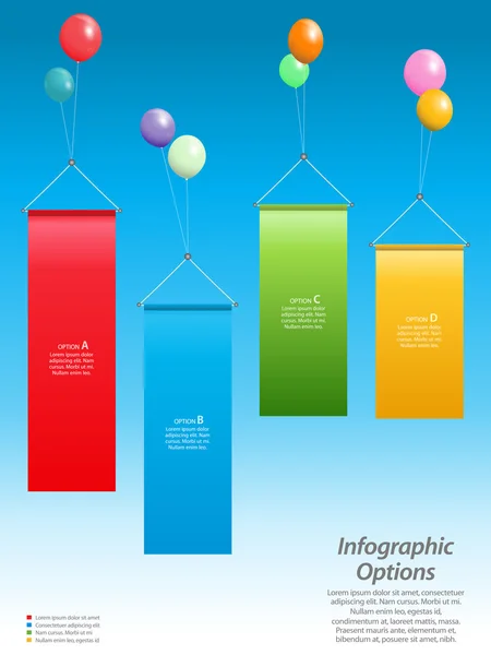 Banderas y globos infográficos — Archivo Imágenes Vectoriales