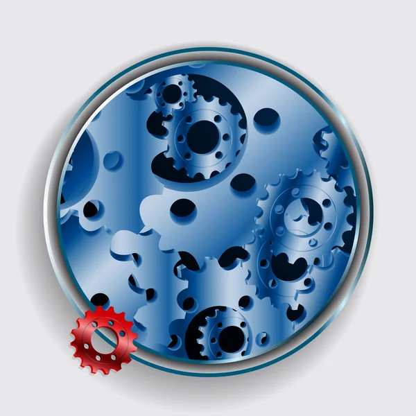Bordure métallique à rouages bleus et rouge — Image vectorielle