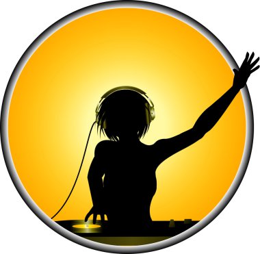 Kadın Dj siluet sınır