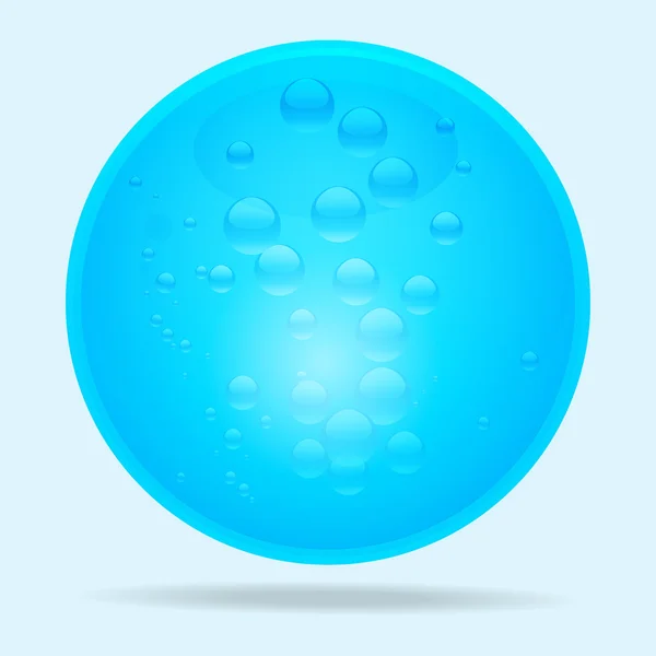 Blauwe glazen bol en zelfs bubbels — Stockvector