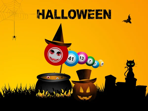 Bingo balls Halloween background — Stock Vector