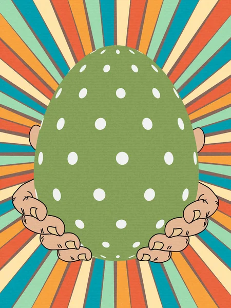 Green Easter Egg Dots Textured Background Multicolor Stripes Stripes — 스톡 벡터