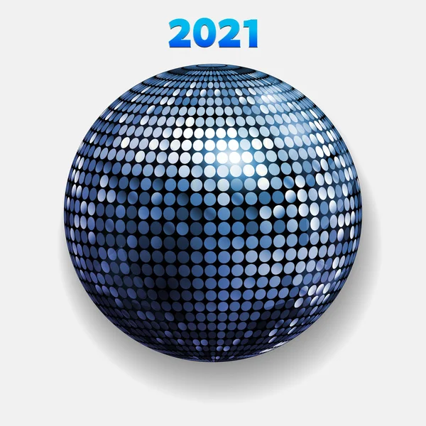 Illustration Blue Silver Disco Ball Shadow 2021 Blue Gradients White — Stock Vector