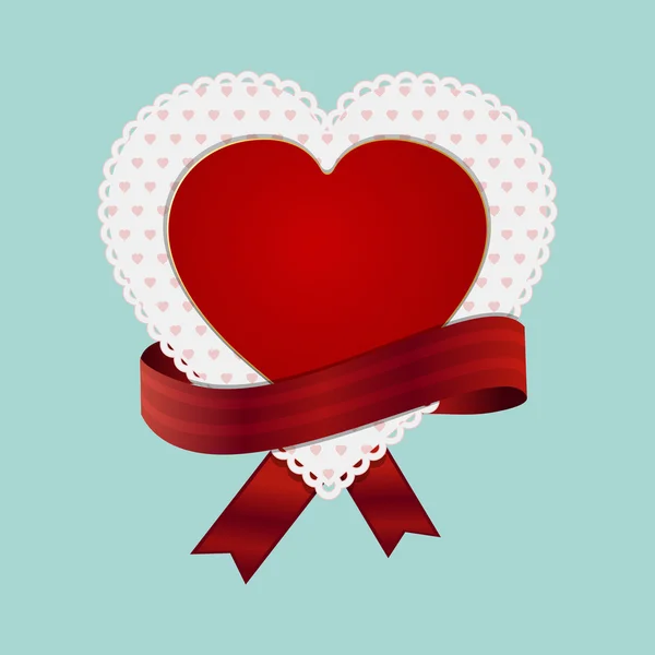 Valentine hart kaart en lint — Stockvector