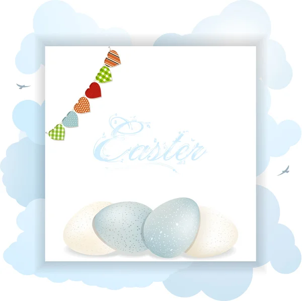 Panneau de Pâques avec œufs et bruants — Image vectorielle