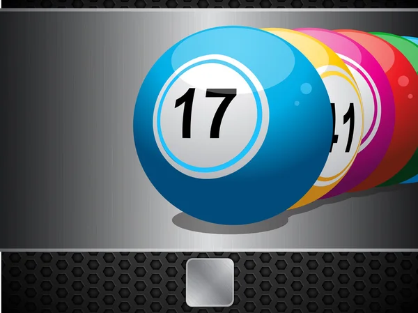 Bingo Balls on metallic panel and button — Stock Vector