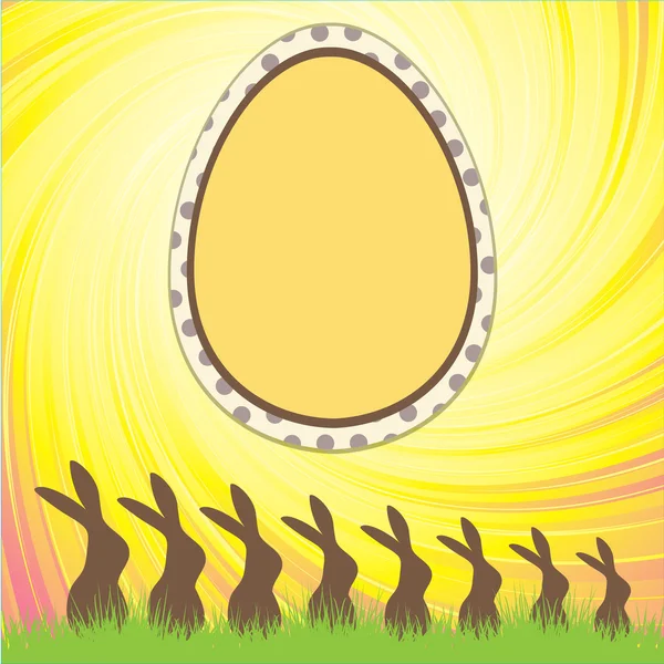 Easter egg with rabbits background — Stock Vector