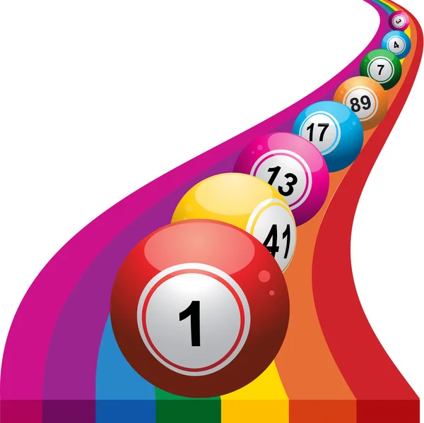 Bingo palle su sfondo arcobaleno — Vettoriale Stock