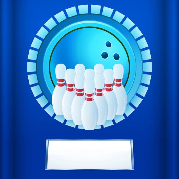 Bowling-Plakette auf blauem Hintergrund — Stockfoto