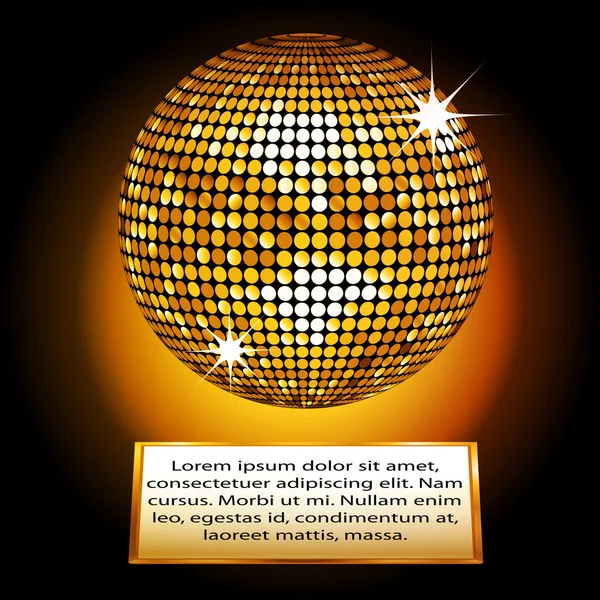 Golden disco ball plaque — Stock Photo, Image