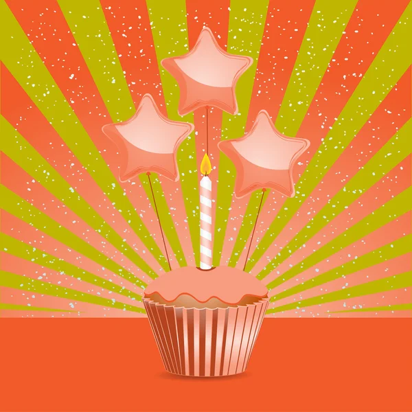 Orange Birthday cupcake — Stock Vector