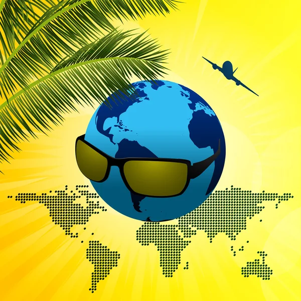 Planet Herz mit Sonnenbrille auf sommerlichem Hintergrund — Stockfoto