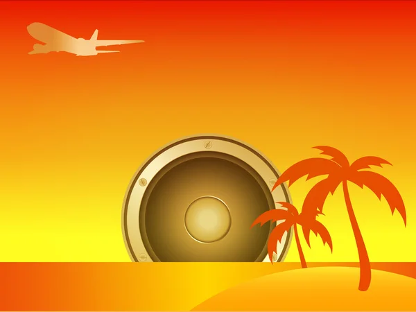 Summer Island with Speaker and Aircraft — Stock Photo, Image