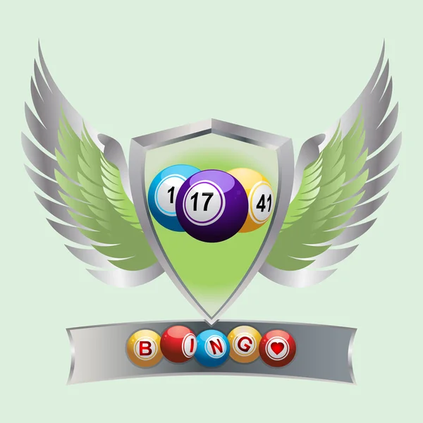 Bolas de bingo en un escudo y banner — Foto de Stock