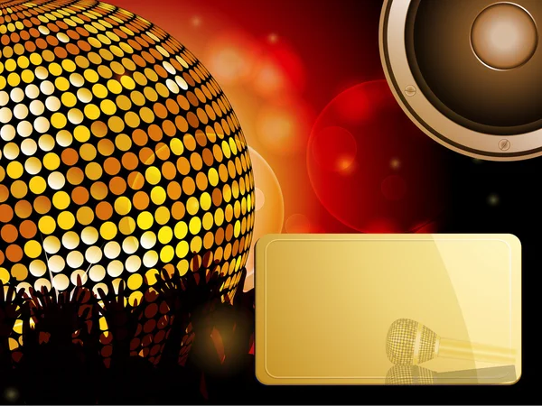 Disco ball e folla con altoparlante e messaggio — Vettoriale Stock