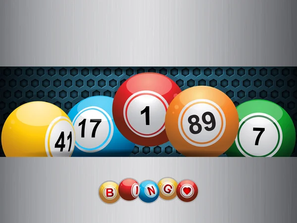 Bingo balls ovea blue metallic plate — стоковый вектор