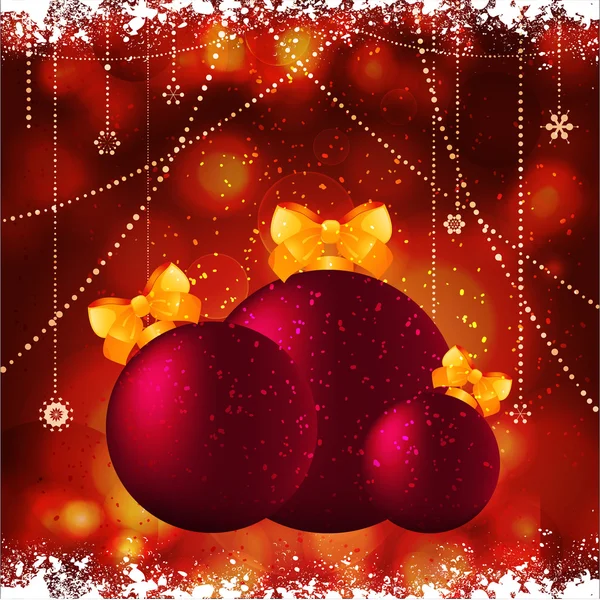 Christmas baubles with bow background — Stock Vector