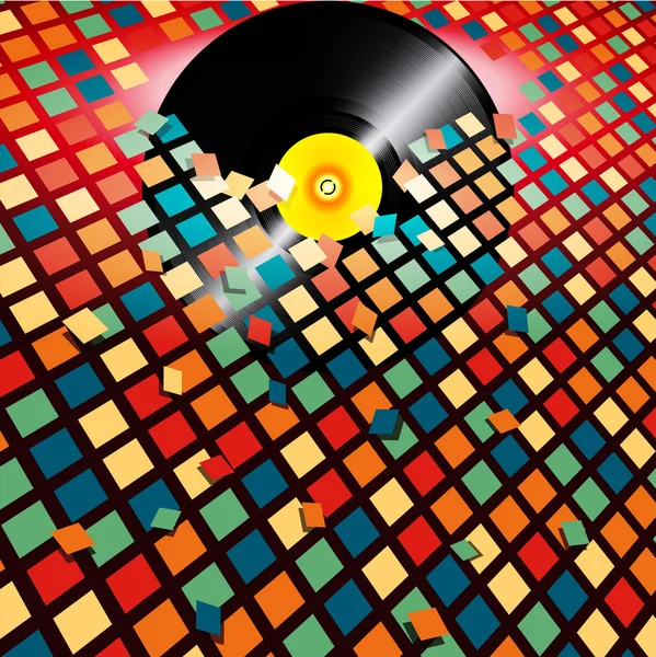 Vinyle record brisant fond de tuiles colorées — Image vectorielle