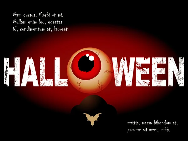 Halloween background with scary eye and sample text — Stock Vector