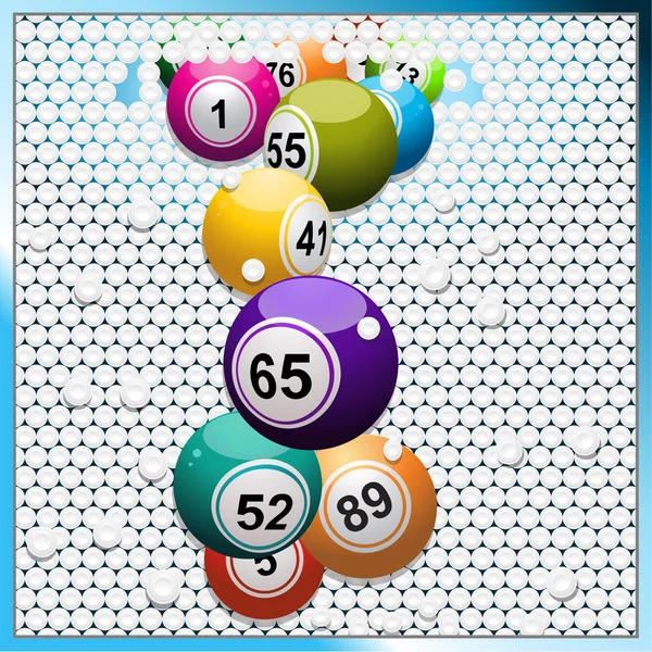 Bingo 球打破白色的 3d 圆形瓷砖墙 — 图库矢量图片