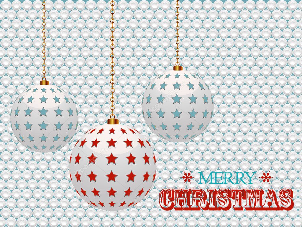 Christmas baubles with stars on white 3d background