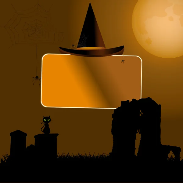 Halloween sign with hat background — Stock Vector