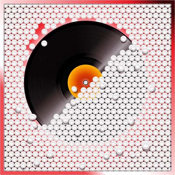 Vinyle record battant mur de tuiles circulaires 3D blanc — Image vectorielle