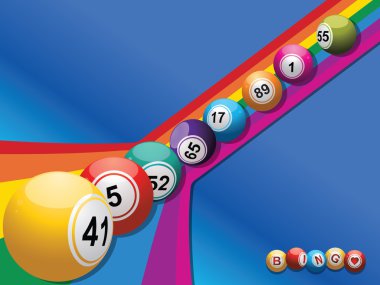 Bingo topları eğimli bir gökkuşağı haddeleme
