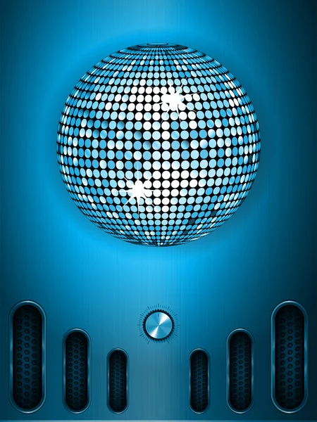 Boule disco avec cadran sur fond bleu portrait métallique — Image vectorielle