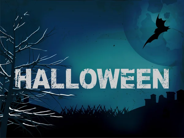 Halloween espeluznante fondo azul oscuro — Vector de stock