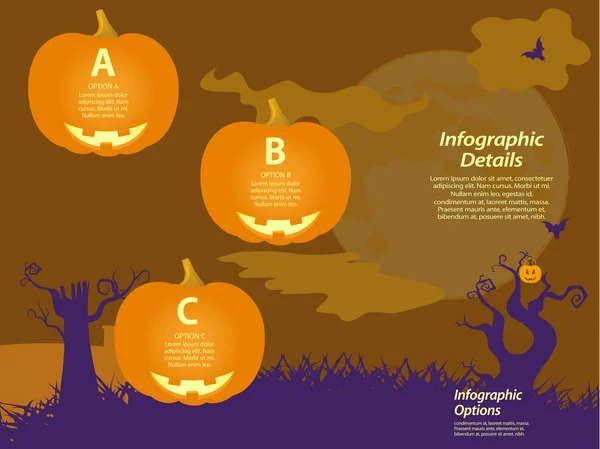 Halloween infographic pumpkins háttér — Stock Vector