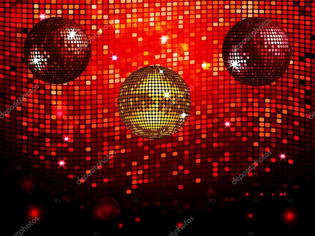 Disco balls over red sparkling tiles wall background Stock Vector by  ©elaineitalia 84408480