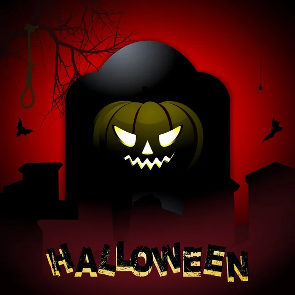 Tumba de Halloween y fondo de calabaza — Vector de stock