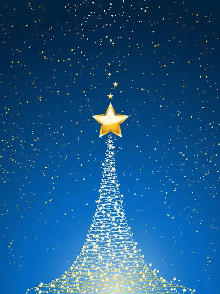 Árbol de Navidad sobre retrato azul — Vector de stock