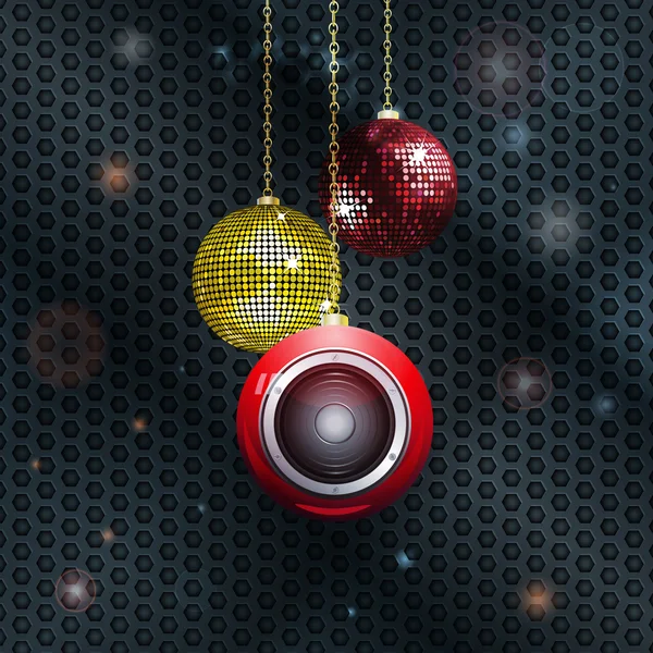 Christmas baubles with speaker — Stock Vector