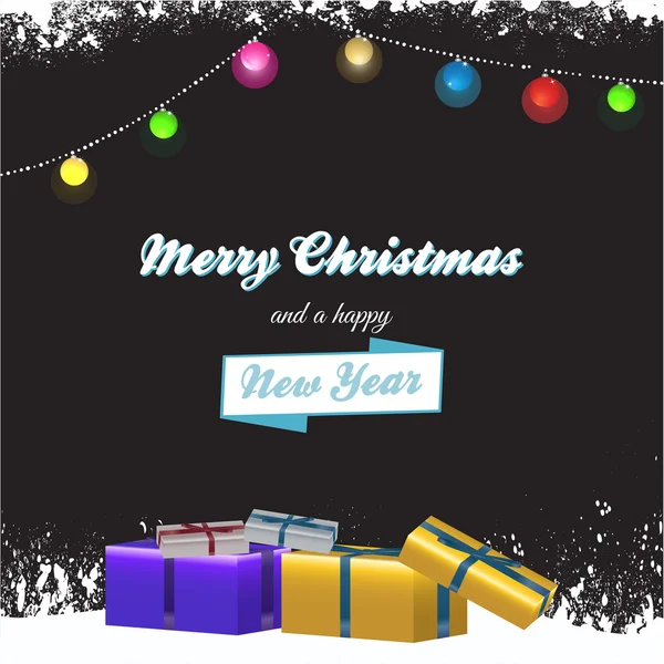 Christmas background with gift boxes and text — Stock Vector