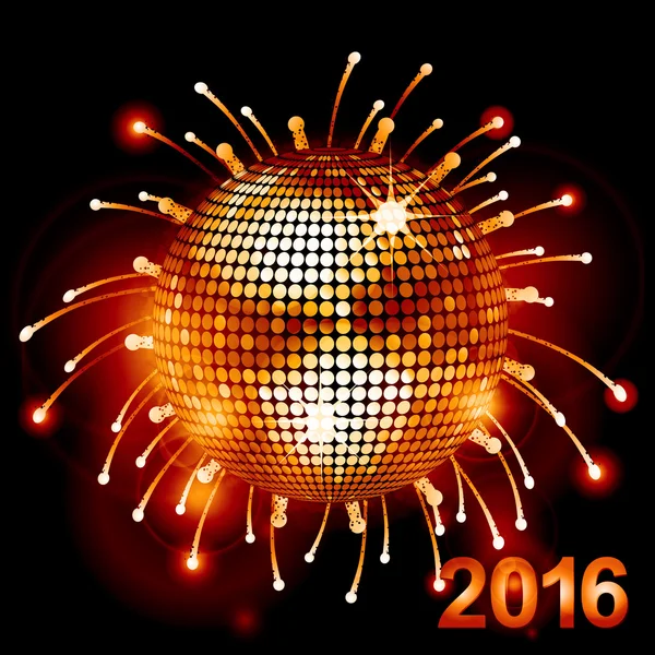 Bola de disco sobre fogos de artifício 2016 —  Vetores de Stock