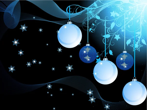 Blå julgranskulor och vågor — Stock vektor
