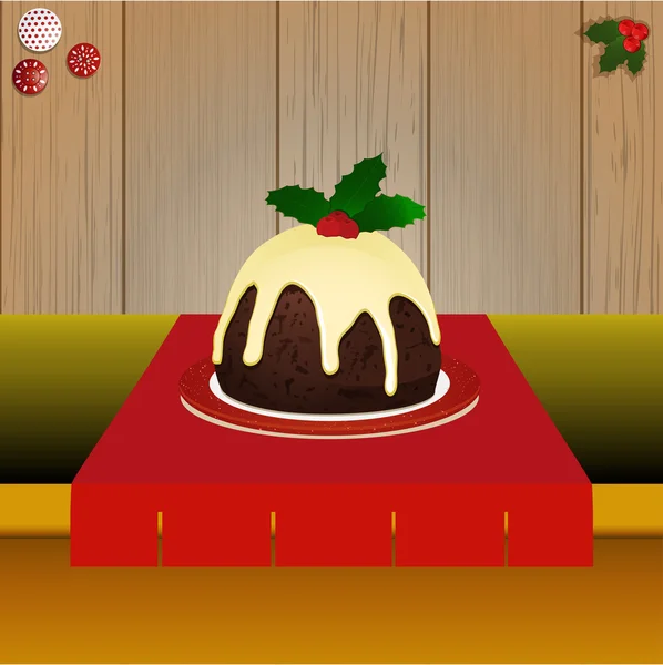 Christmas pudding on the table — Stock Vector