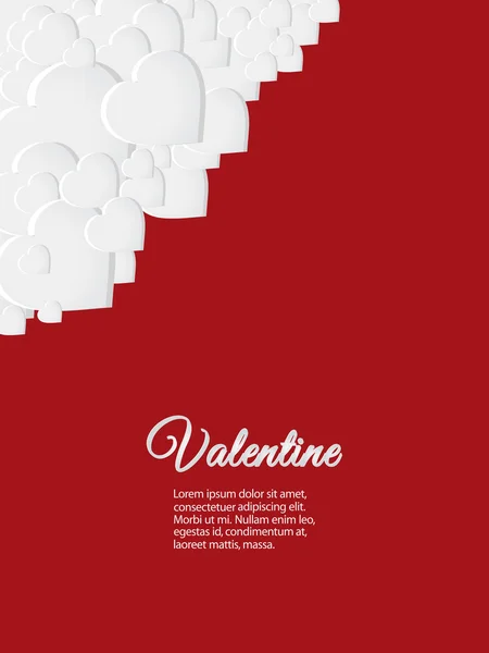 Valentine carton rouge avec des cœurs blancs — Image vectorielle