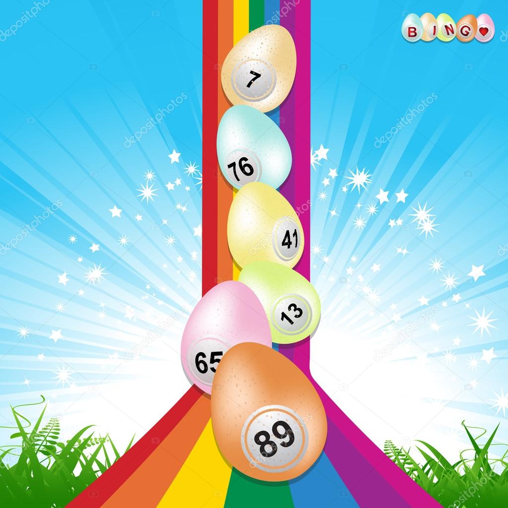 Easter bingo eggs and rainbow