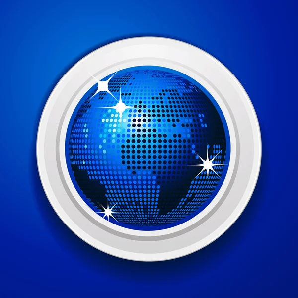 蓝色世界地球仪上白色框架 — 图库矢量图片