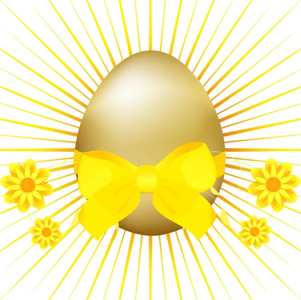 Золоте великоднє яйце зі стрічкою та бантом — стоковий вектор