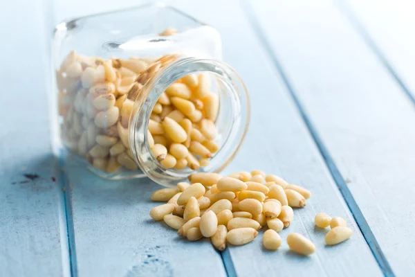 Pine nuts in jar — Stock Photo, Image