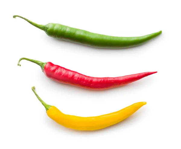 Verschillende kleuren chilipepers. — Stockfoto